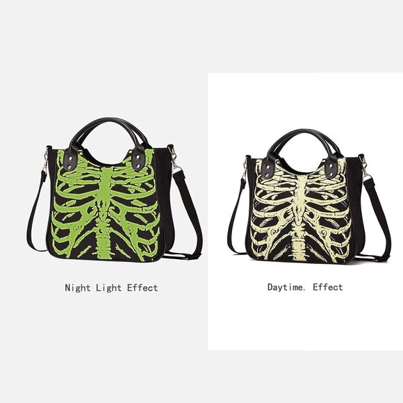 6715 Gothic Backpack Canvas Bag Luminous Fashion Skull Crossbody Printed main image 6